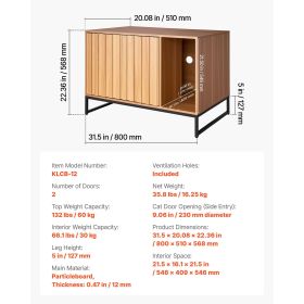 Cat Litter Box Enclosure Furniture, 31.5 in Hidden Litter Box Cabinet with Scratch Pad & Storage, Waterproof Cat Washroom End Table Cat House