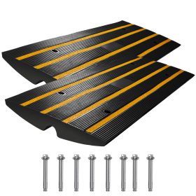 Curb Ramp, 2 Pack, 2.6" Rise, Rubber Driveway Ramps, Heavy Duty 33069 lbs Weight Capacity Threshold Ramp